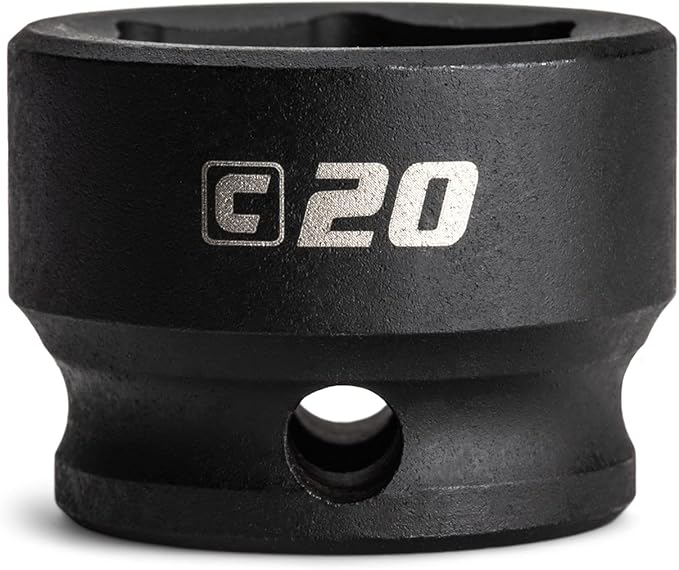 Capri Tools 20 mm Stubby Impact Socket, 3/8 in. Drive, 6 Point, Metric
