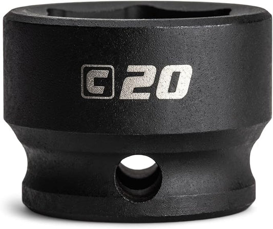 Capri Tools 20 mm Stubby Impact Socket, 3/8 in. Drive, 6 Point, Metric