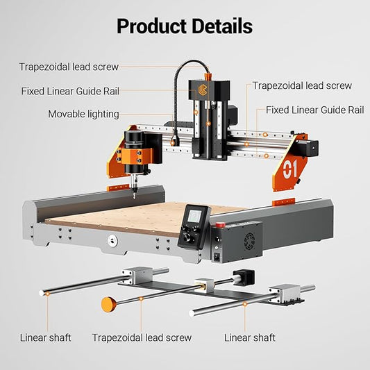 Artsian 01 CNC Router Machine 300W Spindle Power, 0.01mm Precision, 4-Axis Intelligent Controller, 420횞420mm Workspace, Aluminum, Brass, Wood, Plastic, PCB Professional Desktop CNC Engraver