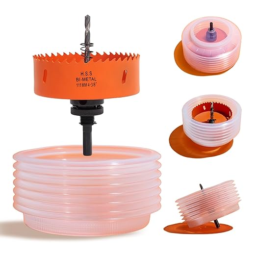 4-3/8 Hole Saw for Recessed Lights, 4.3 Inch Hole Cutter with Dust Bowl Catcher for Led Recessed Lighting 4 Inch and Wood Metal Drywall, Bi-Metal Construction
