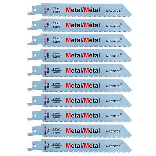 Metal Cutting Reciprocating Saw Blade, 6-Inch 14TPI Bi-Metal Recip Saw Blades (10pcs)