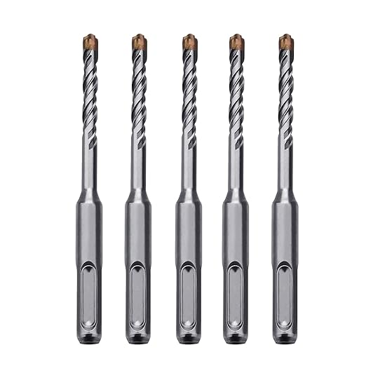 5 Pack 5/16 inch x 8.26 inch SDS Plus Rotary Hammer Drill Bit, Concrete Drill Bits for Concrete, Brick, Cement and Stone, 8.26 inch Length (5/16" Diameter, 8.26" Length)