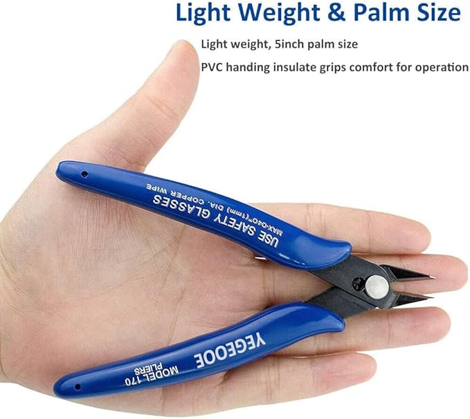 Flush Wire Cutters, 10PACK Flush Cut Pliers, Side Cutters, Diagonal Side Cutting pliers, Wire Snips, Nippers, Small Wire Cutters for jewelry making crafts