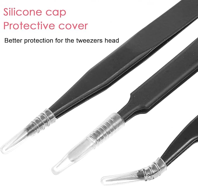 3Pcs Needle Nose Tweezers Set, Stainless Steel Fine Point Tweezers, Precision Anti Static ESD Safe, Curved Needle Nose Tweezer for Electronics Repair, Model Building, Craft, Jewelry, Laboratory Work