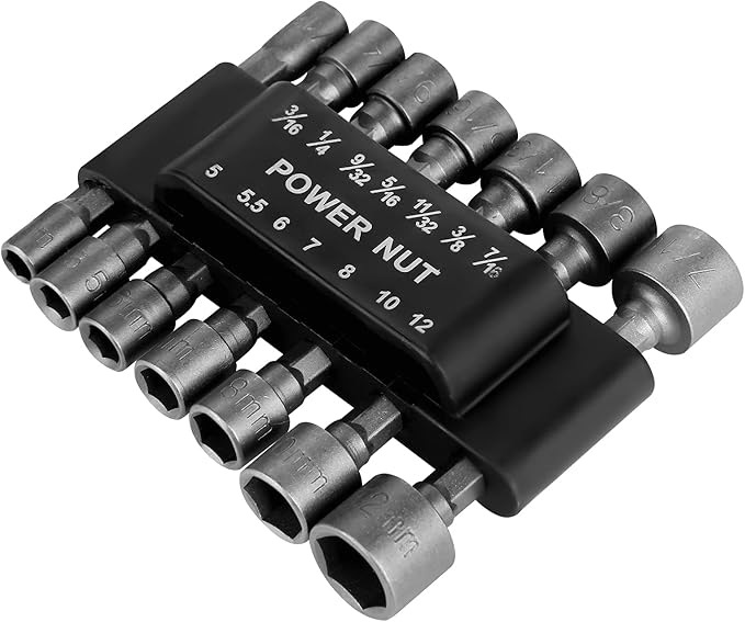 HPHOPE Power Nut Driver Drill Bit Set, 14 Pcs, 1/4 Inch Hex Shank Chrome Vanadium Steel, Widely Used in DIY, Woodworking, Auto Parts, Professional Machine Repair
