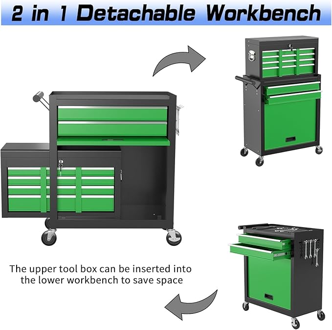 8-Drawer Rolling Tool Chest Tool Box,Removable Tool Storage Cabinet with 4 Wheels
