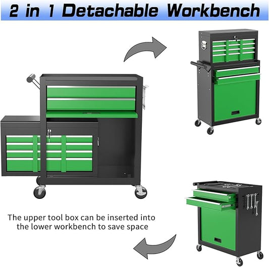 8-Drawer Rolling Tool Chest Tool Box,Removable Tool Storage Cabinet with 4 Wheels