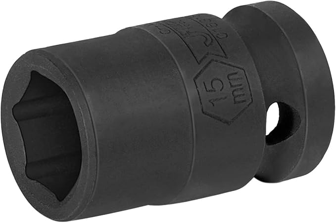 JETECH 1/2 Inch Drive 15mm Standard Impact Socket, Chrome Molybdenum Alloy Steel, 6-Point Design, Metric