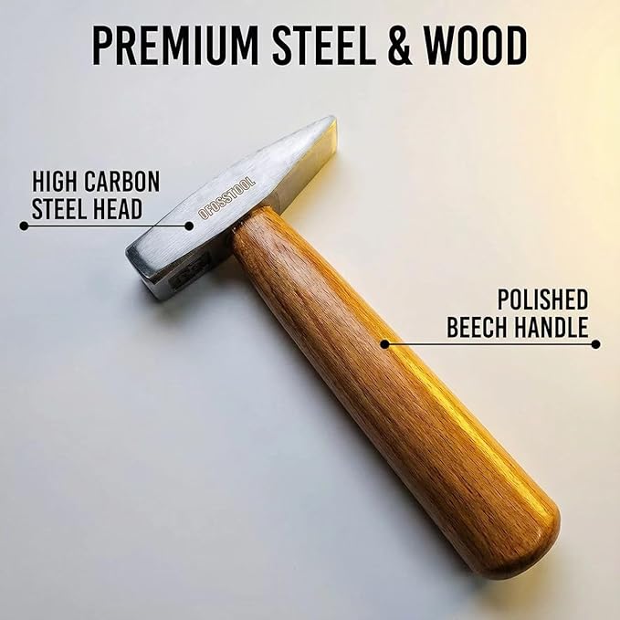Engineers Hammer with Wood Handle and Alloy Steel Head, 11 OZ Mini Cross Peen Hammer for Woodworking & DIY