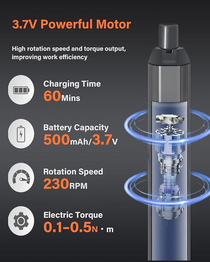 3.7v Mini Electric Screwdriver Set, Precision Screwdriver Set with 5 Torque Settings, LED Light, Magnetic Storage, Magnetizer, Repair Tool Kit for Electronics Phone Camera Laptop Watch