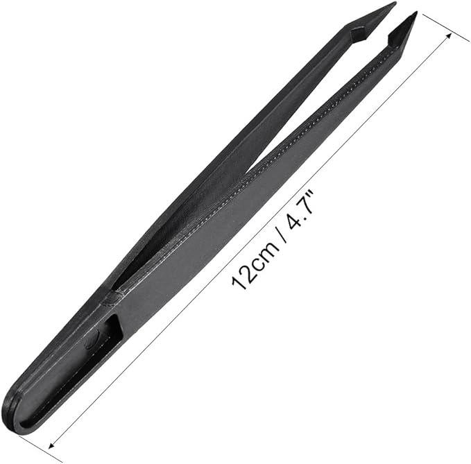 uxcell Plastic Anti-static Tweezers, Precision Slant Point Tip for Craft DIY Beauty Electronics Repair Tool Black 20 Pcs