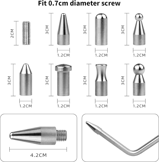 LadyRosian Paintless Dent Repair Tools Car Dent Removal Rods Kit Big Curved Rod Crowbar with Repair Hammer Tap Down Tool for Auto Body Hail Damage Repair