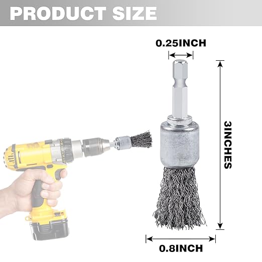 10PCS Wire Brush for Drill, High Carbon Steel Wire Drill Brush Wire Brush, Metal Wire Brush for Drill with 1/4" Hex Shank, Skilled in Handling Metal & Nonmetal Surfaces