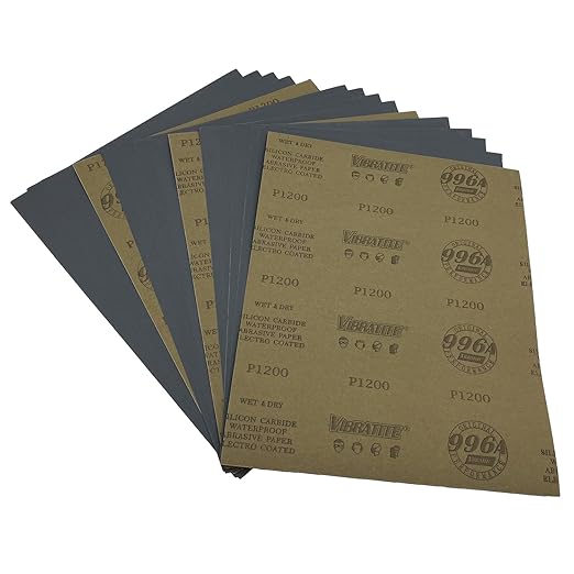 1200 Grit Wet Dry Sandpaper, 9 x 11 Inch Sanding Sheets, 15PCS Premium Silicon Carbide Sand Paper for Wood Metal Ceramic or Auto Polishing and Scratches Removing
