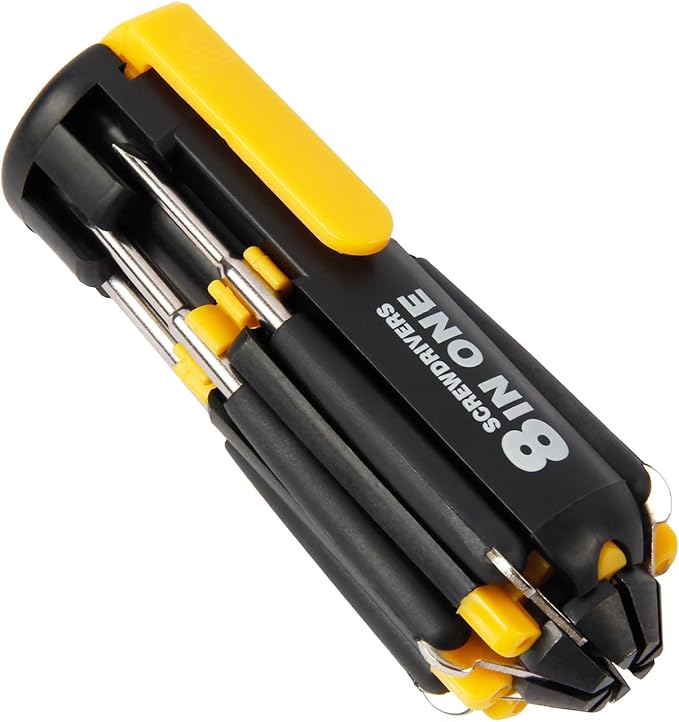 8 in 1 Screwdriver with Flashlight, Multi Functional 8 in 1 Screwdrivers Tool Set with Worklight for Household, Auto