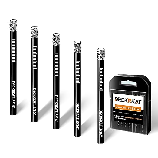5 Packs Dry Diamond Drill Bits Set 3/16" 5mm Vacuum Brazed Diamond Hole Saws for Granite Tile Ceramic Marble Stone Glass and More Hard Materials (not for Wood), Round Shank with Storage Case