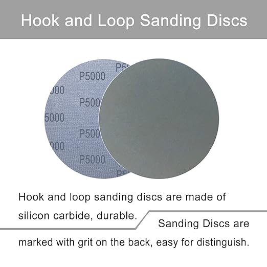 6 Inch 50 Pcs Wet Dry Sanding Discs Hook and Loop, 5000 Grit Sandpaper Automotive Wood Metal Polishing & Sanding, Silicon Carbide Sand Paper for Random Orbital Sander (Grit 5000)