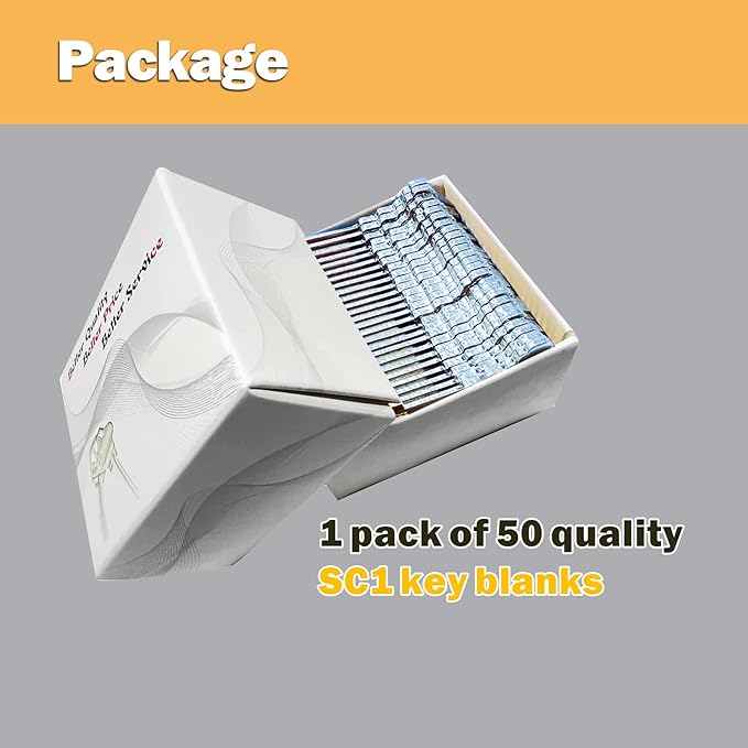 Premium Brass SC1 Key Blanks, Blank Key Compatible with 5-Pin Locks, Nickel Plated Surface, Uncut Blank Keys, Pack of 50