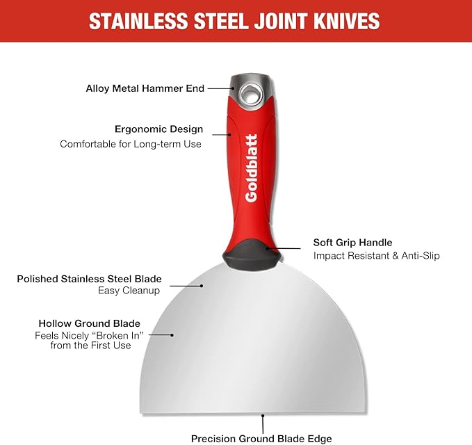 Goldblatt Premium Drywall Hand Tool Kit - 13??Aluminum Hawk & 6??Stainless Steel Joint Knife