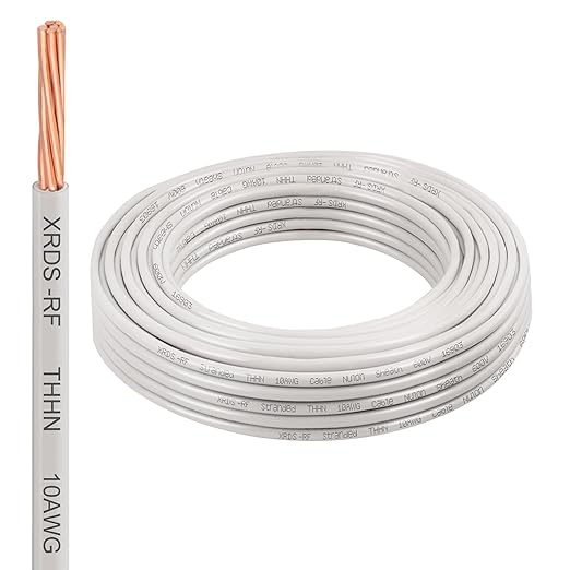 10AWG THHN Electrical Wire 25FT ??Stranded Bare Copper Conductor with PVC and Nylon Insulation, Heat and Oil Resistant Cable for Indoor & Outdoor Wiring