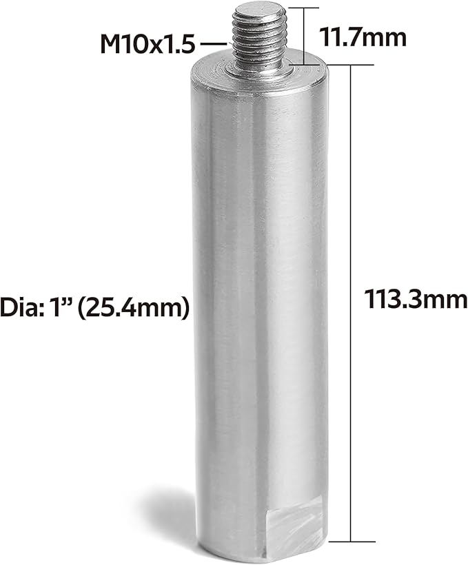 1" Dia Post with 5" Total Length for Wood Lathe Tool Rest Including Thread, M10X1.5 Thread