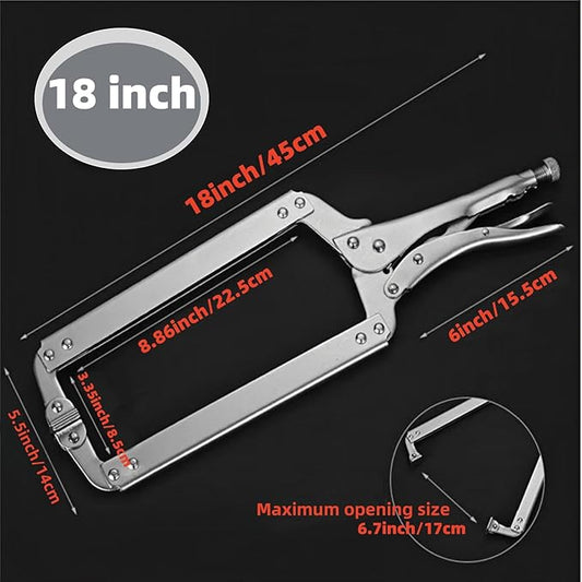 18 Inch C Clamp Locking, 5 Pcs Heavy Duty Welding Clamps Pliers Set Vise Grip Clamps with Swivel Pad for Electrician Maintenance, Wood Working, Welding and Craftsmen Home Workshop
