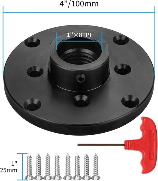 4'' Steel Wood Lathe Faceplate,Faceplate for Wood Lathe,Lathe Face Plate Fit for 1''X8TPI Spindle without Screwchuck
