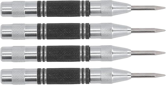Center Punch, 4Pcs 5inches Center Punch Automatic High Speed Steel Tool Set Kit for Furniture Installation Machine Maintenance (Black White)