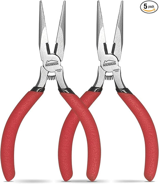 Needle Nose Plier, 5 Inch, Needle Noses Pliers Set, 2 Pack, Small Needle Nose Pliers, Long Nose Pliers with Side Cutter, for Cutting and Bending Wire
