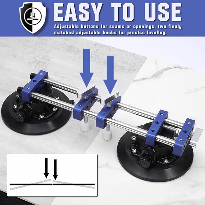 Seamless Seam Setter 2 Pack with 7-Inch Vacuum Suction Cups for Seam Joining and Leveling, Max.400LB Professional Countertop Installation Tool for Granite, Stone, Marble, Slab, Tile Gap Regulator
