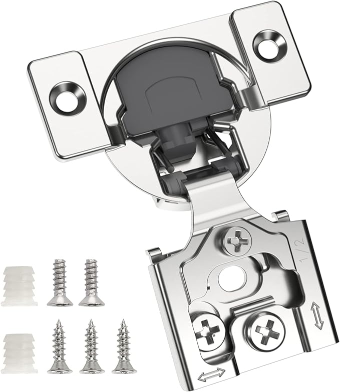 Chibery 6 Pack 1/2" Overlay 3D Soft Close Concealed Hinge for Face Frame Door, Satin Nickel, Hidden 105 Open Angle Stainless Steel Hinge for Kitchen Cabinet Door