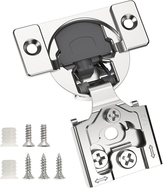Chibery 50 Pack 1/2" Overlay 3D Soft Close Concealed Hinge for Face Frame Door, Smooth Slow Self Closing Hinges, Satin Nickel, Hidden 105째 Open Angle Stainless Steel Hinge for Kitchen Cabinet Door