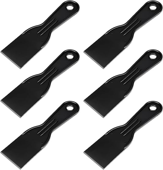6 Pcs Plastic Putty Knife, 2 Inch Black Putty Knife Scraper Flexible Putty Scraper Wall Scraper Plastic Paint Scraper Tool for Repairing Spackling Patching Plastering and Painting