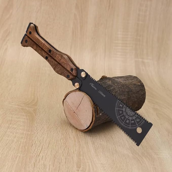 Folding Hand Saw 7.5 Inch Folding Japanese Pull 11/15TPI Double-Edged Hand Saw with SK5 Flexible Blade WoodSaw for Woodworking Camping DIY Small Projects