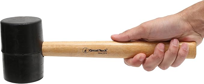 GreatNeck RM32 32 Oz Rubber Mallet Hammer For Construction, Woodworking, Automotive, Heavy Duty Double Faced Mallet Features Polished Hardwood Handle, Dual Sided Non-Marring Rubber Head