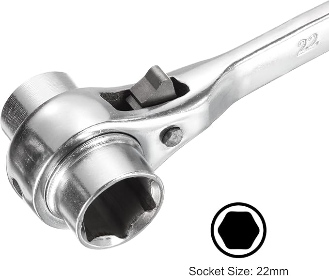 uxcell 21 x 22mm 12-Point Scaffold Podger Ratchet Spanner Ratcheting Socket Wrench Tool (Silver Tone) 2pcs