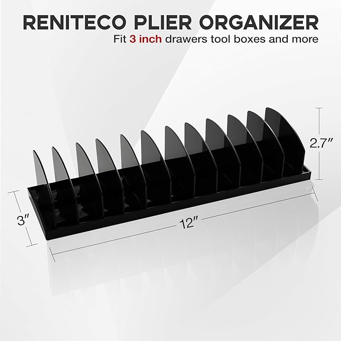 2-Pack Plier Organizer Rack, Pliers Holder with Non-Slip Rubber Base and Adjustable Dividers, 22-Slot Tool Box Organizer, Cutter Organizers, Tool Drawer Organizer(Pliers Not Included)