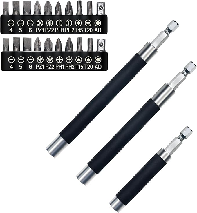 ELANE 3 Pcs/Set Magnetic Drill Bit Holder with 20 Pcs1inch Torx Security Bit Set,Drill Extension Bit Holder,Screwdriver Bit Holders