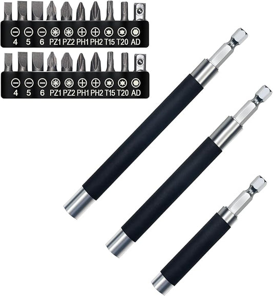 ELANE 3 Pcs/Set Magnetic Drill Bit Holder with 20 Pcs1inch Torx Security Bit Set,Drill Extension Bit Holder,Screwdriver Bit Holders