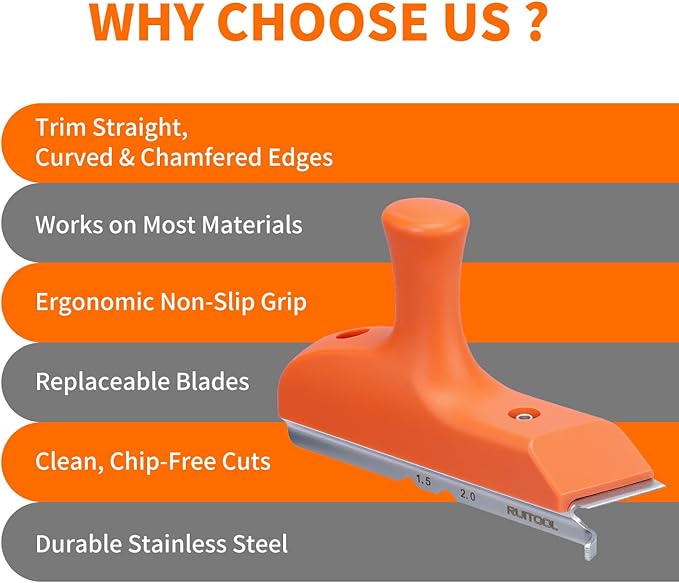 RUITOOL Edge Banding Trimmer with Sharp Stainless Steel Blades and Ergonomic Grip, Suitable for Veneer, PVC, and ABS on Straight, Curved, and Chamfered Edges