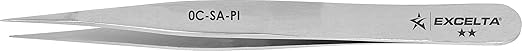 Excelta - 0C-SA-PI - Tweezers - Fine Point - Miniature - Straight - Two Star - Anti-Mag. SS, 0.06" Height, 0.29599999999999999" Wide, 3.5" Length