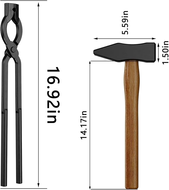 Blacksmith Tongs Set,2PCS Blacksmith Forge Kit for Beginner and Seasoned Blacksmiths, Craftsmen and Bladesmiths