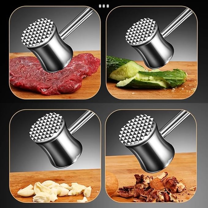 Professional Heavy Duty Meat Tenderizer Tool - 304 Stainless Steel Kitchen Mallet with Double-Sided Tenderizer & Ergonomic Handle - Easy Clean Meat Hammer for Home Kitchen, Restaurant, BBQ Essentials