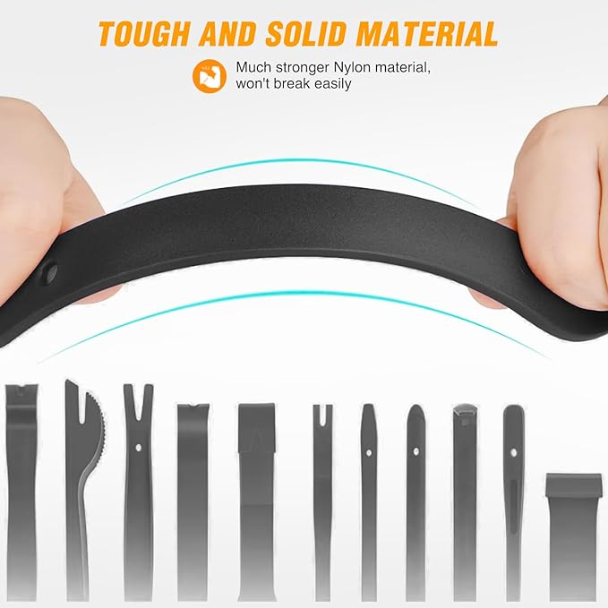 GOOACC 11PCS Auto Trim Removal Tool Kit No-Scratch Pry Tool Kit for Car Audio Dash Door Panel Window Molding Fastener Remover Tool Kit-Black