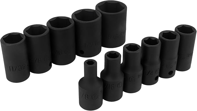 Genius Tools 11Piece 1/4" Dr. SAE Impact Socket Set TF-211S