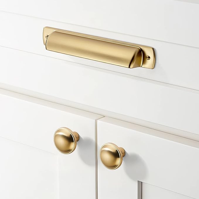 khtumeware 6 Pack Drawer Pulls 1-1/4 Inch Champagne Bronze Cabinet Knobs Solid Round Dresser Drawer Knobs Brass Cabinet Hardware for Cupboard Drawer Pulls