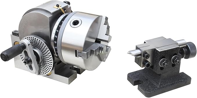 KAKA INDUSTRIAL Dividing Head Set with 6 inch 3-Jaw Chuck, MT3 Tailstock and Dividing Plates for Milling Machine Gear Cutting Indexing BS-1