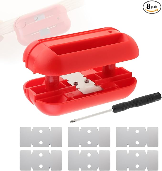Edge Banding Trimmer with 6pcs Tungsten Carbide Blades, Screwdriver, Hand Planer Edge Bander, Manual Edge Banding Cutter for PVC ABS Melamine, Red