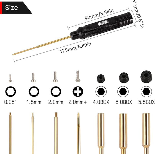 INJORA 7 PCS RC Hex Screw Driver Nut Driver & Phillips Screwdriver Tool Set, RC Car Repair Tool Kit, Allen Wrenches Sets, Socket Driver For 1/18 1/24 RC Mini Crawler Car SCX24 TRX4M FCX24