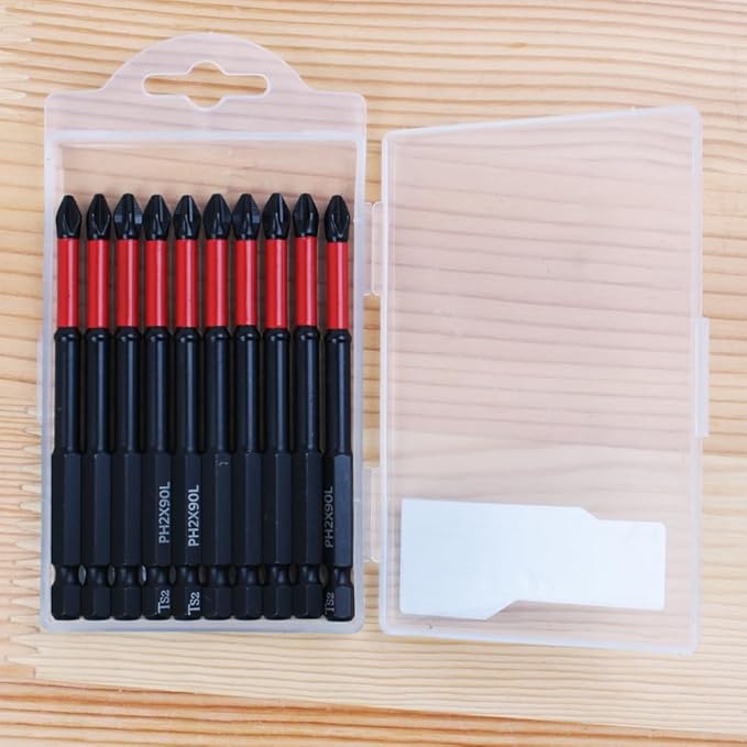 AUTOTOOLHOME 10 Pack Phillips PH2 Magnetic Anti Slip Screwdriver Bit Set 3-1/2" Length TS2 Anti-Slip Long Drill Bits Impact Driver Bits
